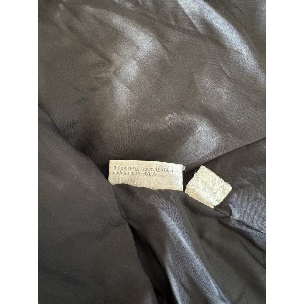 Vintage Tarazzia Black Leather Jacket Women’s L 90s Oversized Open Front Coat - Picture 5 of 11